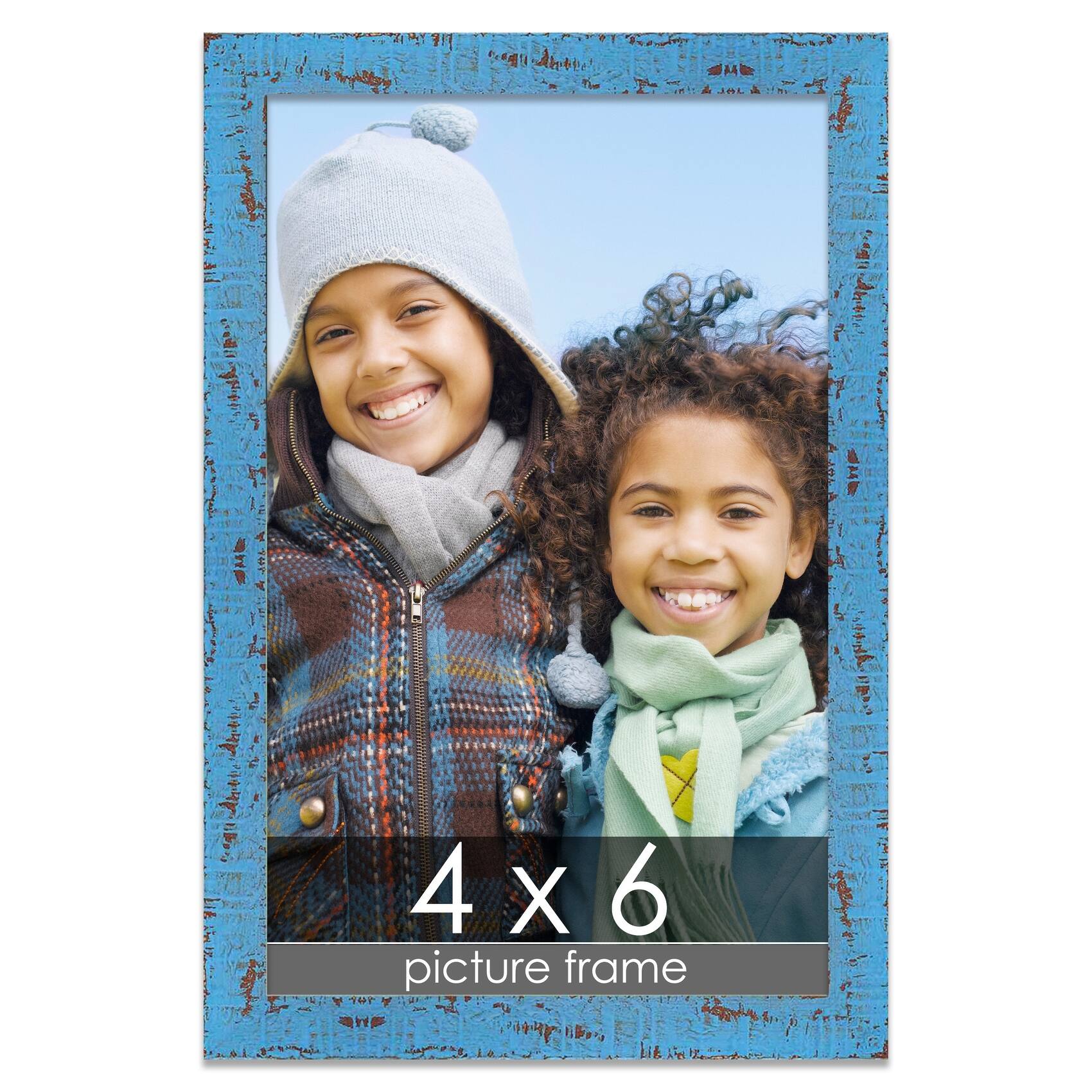 4x6 Shabby Chic / Farmhouse Blue Wood Picture Frame UV Acrylic, Foam